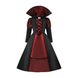 2025 Girls Boys Red Vampire Costume Ghost Bride Gothic Dress Party Kids Cosplay Clothes Halloween Outfit 2