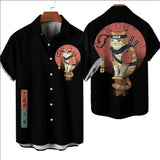 Fashion-Men-s-Clothing-Cool-Samurai-Cat-Tops-Summer-New-Men-s-Clothing-Casual-Short-Sleeved