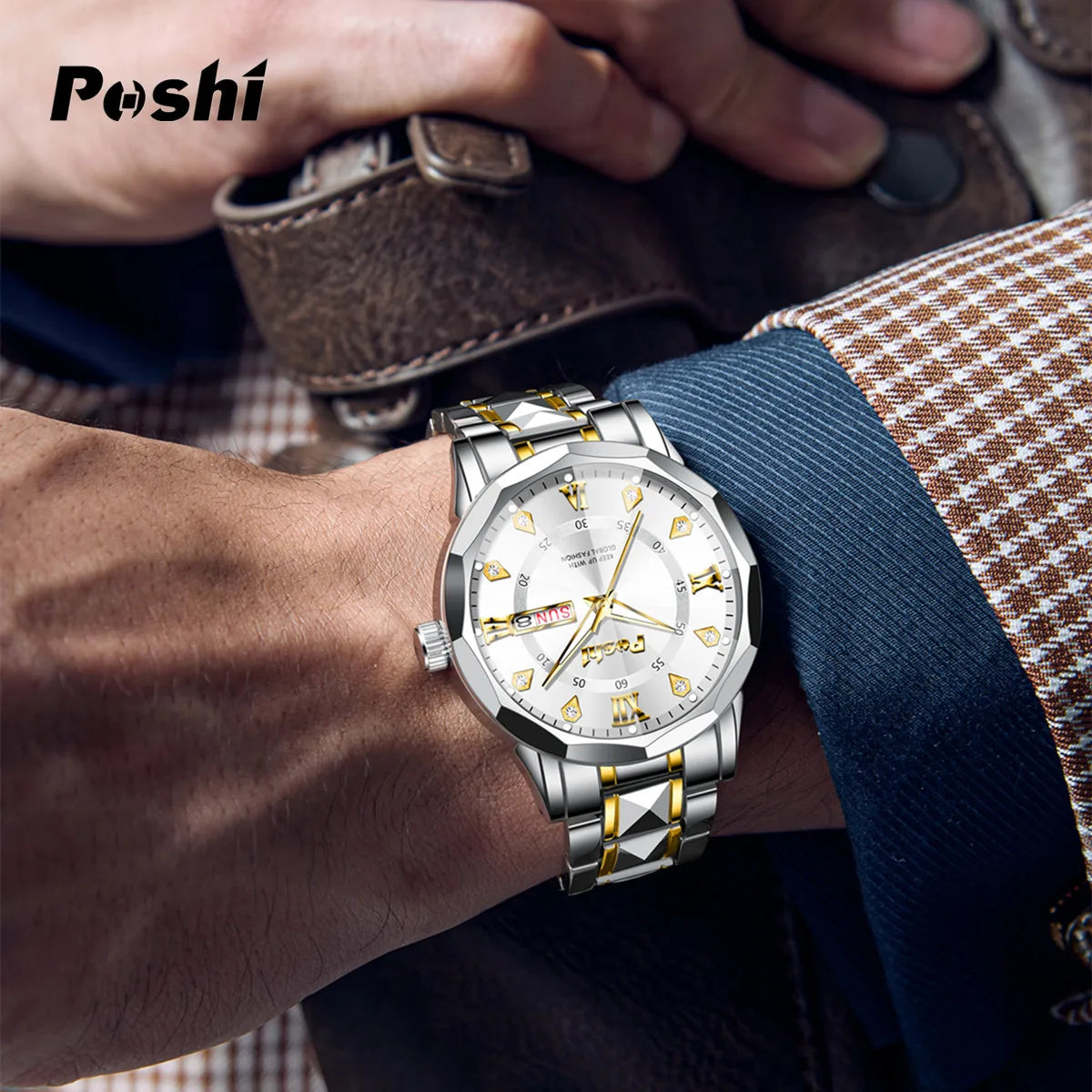 Men's Watch Date Week Fashion Watch Men Original Waterproof Non-mechanical Luminous Dual Calendar Quartz Wristwatch 3