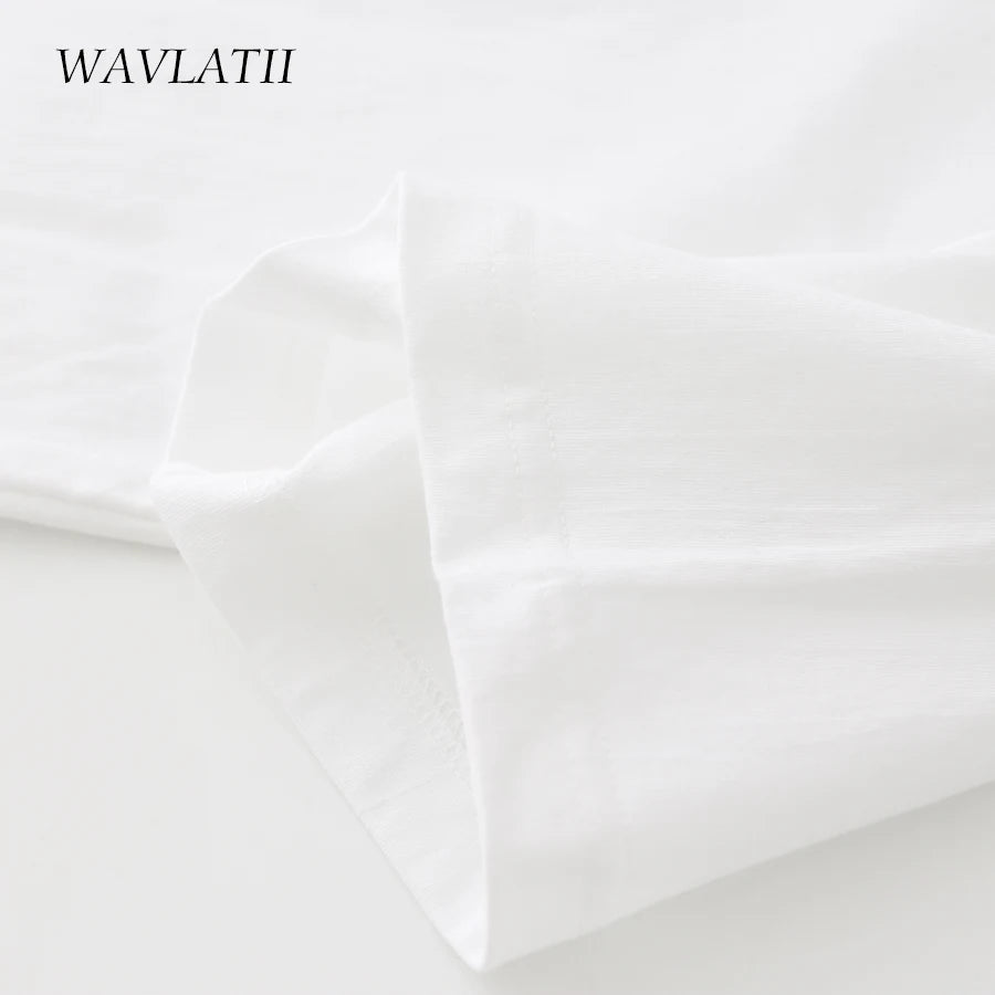 WAVLATII Women New Cotton T shirts Female Soft White Black Tees Lady Plus Size Basic Tops for Summer WT2102 6