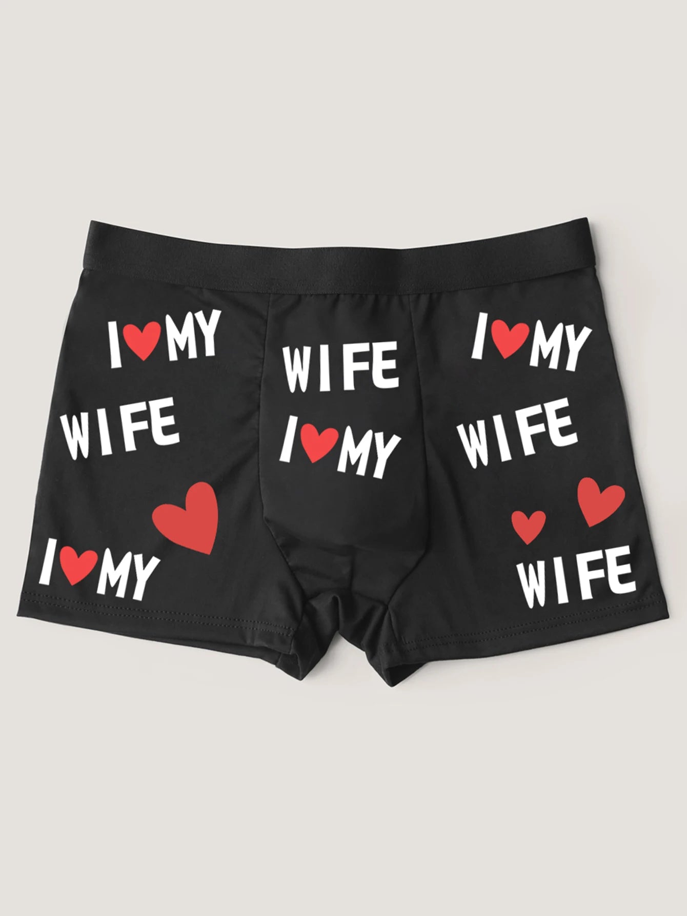 Men's Black Boxer Shorts With I Love My Wife" Print Comfortable Breathable Underpants Underwear 2