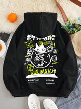 Cute Cat Cartoon Printed Sweatshirt Women Harajuku Casual Loose Hooded Fashion Soft Pocket Hoodies Autumn Warm Female Clothes 5