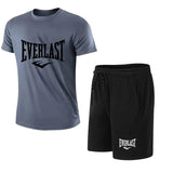 EVERLAST Men's T-shirt + Shorts 2pcs Set Leisure Breath Short Sleeve Sport Jogging Gym Brand Print Clothing 6