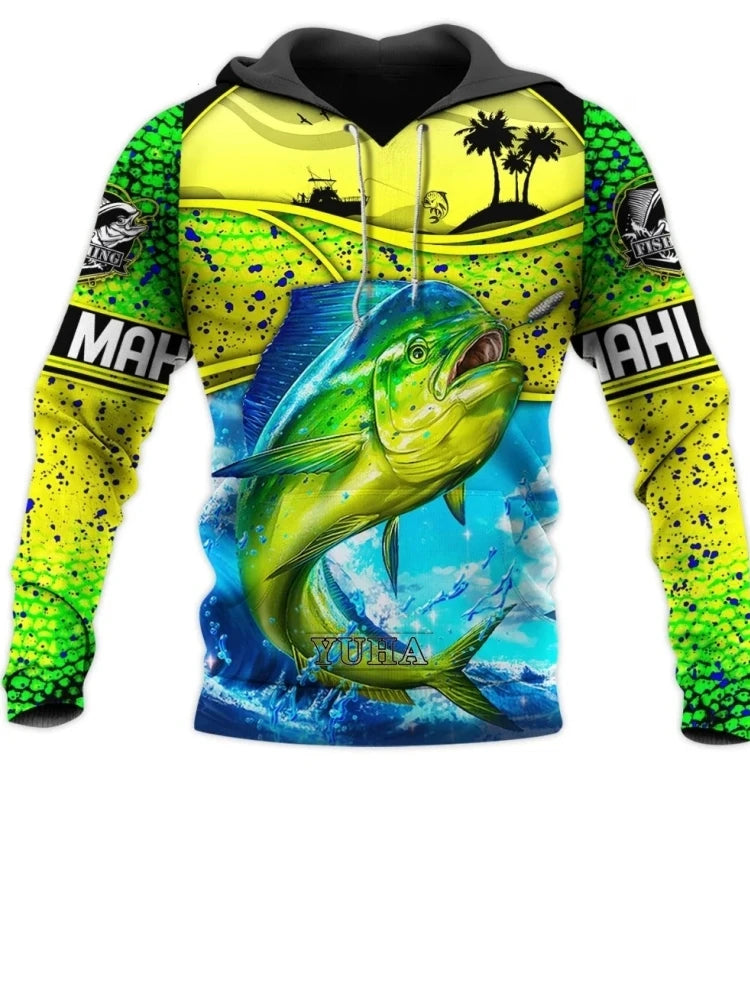 Animal Fisher Marlin Sweatshirts Man Tracksuit Fishing Camo Hoodies For Men Fashion Streetwear Harajuku Y2k 3D Print Pullovers