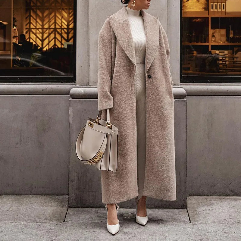 Elegant Wool Blend Long Coat