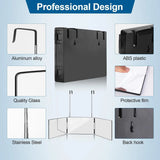 Black Portable 360 Trifold Mirror with Height Adjustable Telescoping Hooks Ideal for Self Hair Cutting Makeup Essential Fordable 4