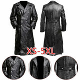 MEN'S GERMAN CLASSIC WW2 MILITARY UNIFORM OFFICER BLACK LEATHER TRENCH COAT 4