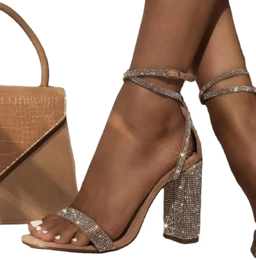 Heel Sandals Women Rhinestone Sexy Transparent High Heels Sandals 5