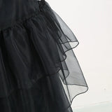 Children Addams Dress Kids Wednesday Dancing Fantasy Baby Ruffles Family Christmas Layered Clothes Cosplay Halloween Costume 4