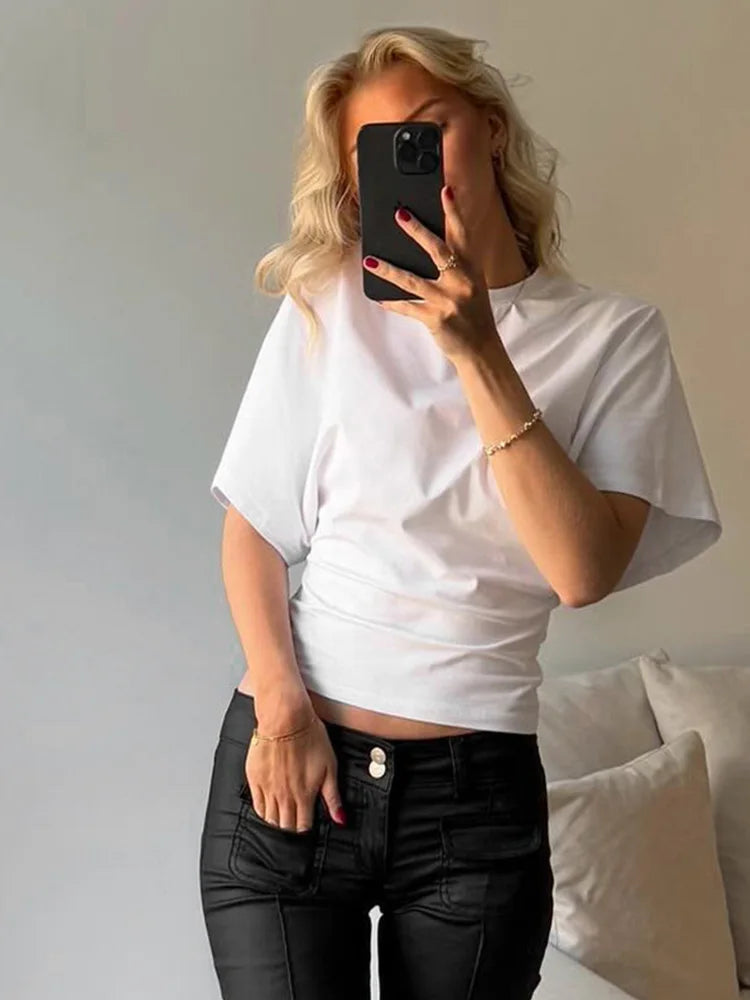Fashion Casual Solid Gray Cropped T-shirt 2025 Woman Clothes O-neck Corset Tops Streetwear Girls Spring Summer Short Tee Shirts 6