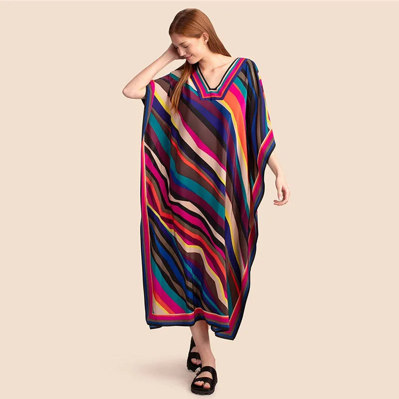 Women's Kaftan Dress | Plus Size Beach Cover Up | Summer Kimono Robe