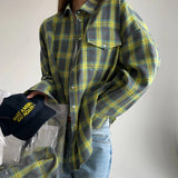 Women’s Versatile Oversized Plaid Blouse