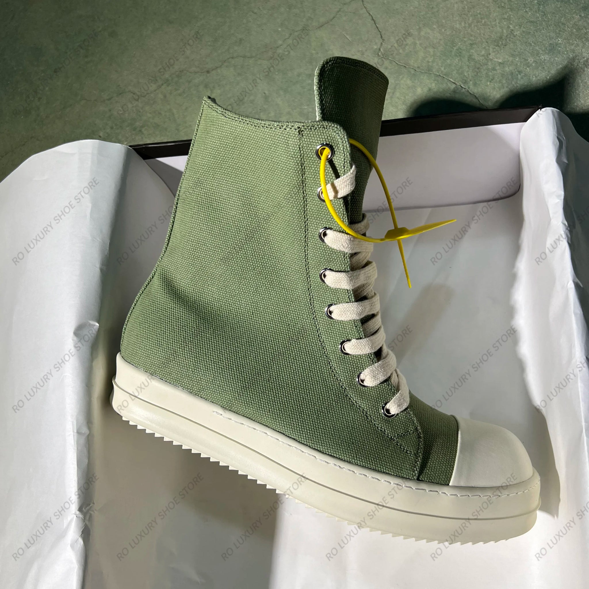 Brand Casual High Top Army-Green Canvas Designer Men Shoe Roman New Fashion Quality Making Street Platform Luxury Women Sneaker 4
