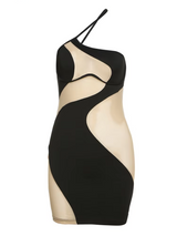 Mesh Patchwork Sexy Dress Women Sleeveless One Shoulder Skinny Summer Vacation Birthday Party Clubwear Bodycon