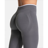 Women's Seamless Gym Solid Color Sports Pants White Edge Waist Tight High Waist Hip Lifting Yoga Pants Running Exercise Pants 3