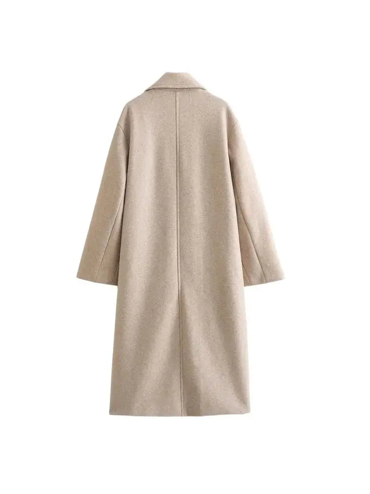 Women's Soft Loose Woolen Coat, Long Sleeve, Welt Pockets, Oversized, Female Outerwear, Chic Overcoat, Fashion 3