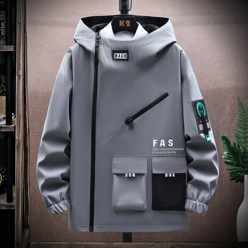Zipper Jacket Men's Pilot Hooded Jacket Spring/Autumn Loose Pullover Front Pocket 3