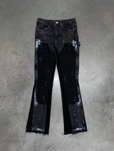Men's Punk High Street Skinny Jeans | Raw Edge Micro-Trumpet Y2K Biker Rock Style Low-Rise Stretch Floor Length Pants 3