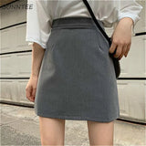 Skirts Women Solid All-match Mini Teenagers Fashion Lady Empire Popular Charm Preppy Temperament Ulzzang Simple Casual Gray New 1