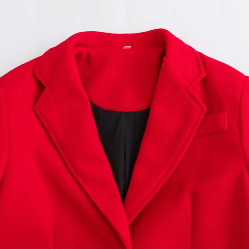HXAO Winter Coats Woman 2024 Red Long Coats For Women Autumn Faux Wool Coat Casual Long Sleeve Coat Elegant Women's Overcoat 6