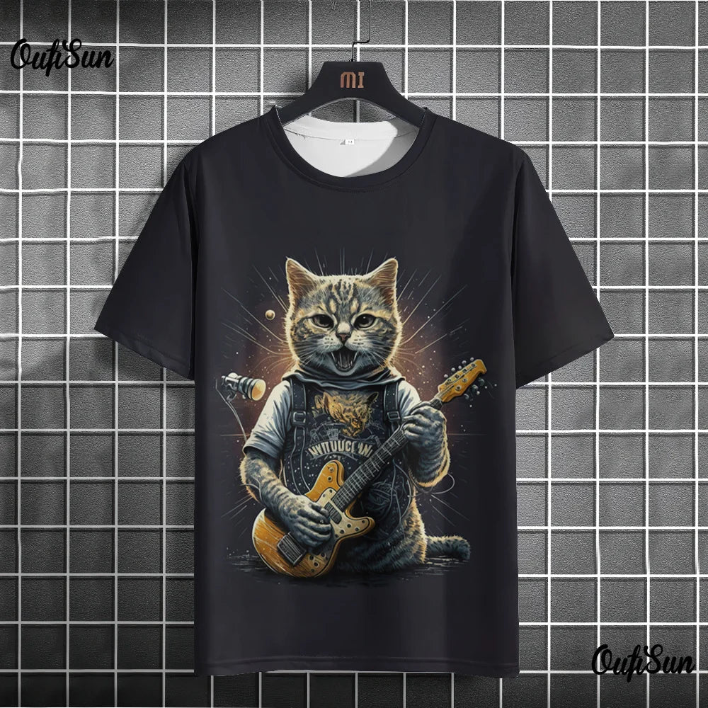 3D Printed Samurai Cat T-Shirt | Japanese Inspired Men's Tee
