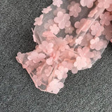 Flower Three-dimensional Decoration Slash Neck Long Sleeve Women's Blouse Shirt Korean Fashion Female Clothing Tops 2025 Summer 5