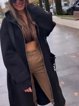 2024 Autumn/Winter Fashion New Women's Elegant Loose Warm Coat Splicing Casual Commuting Style Hooded Cardigan Zipper Hoodie 5