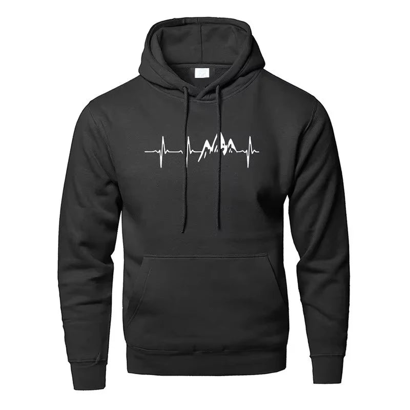 Mountain Heartbeat Hoodies for Man Sweatshirt Autumn Long Sleeve Hooded Sweatshirt 3