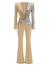 Elegant Diamond Wide-Leg Jumpsuit