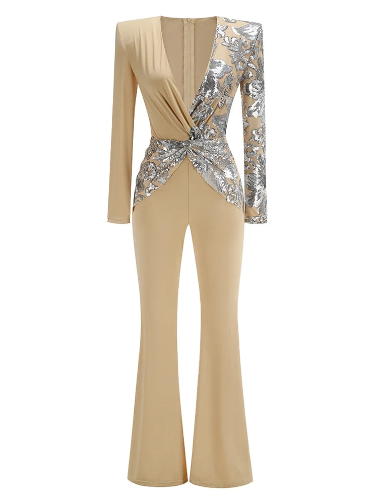 Elegant Diamond Wide-Leg Jumpsuit