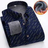 Men's Autumn Winter Thick Fleece Plaid Shirt - Warm Long Sleeve Business Casual 2