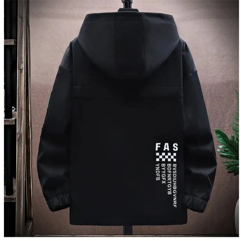 Zipper Jacket Men's Pilot Hooded Jacket Spring/Autumn Loose Pullover Front Pocket 4
