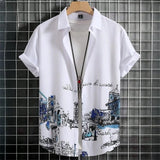 3D Printed Men's Lapel Shirt - Geometric Design, Short Sleeve Hawaiian Style 4
