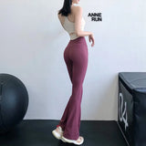 Woman's Sexy Open Crotch Leggings Hidden Zippers Flare Hot Pants Gym Crotchless Booty Lift Dance High Rise Outdoor Sex Trouser 4