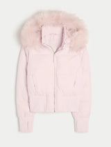 Full Winter Faux Fur Collar Hooded Jacket For Women Slim Waist Solid Crop Warm Padded Coat 2025 High Street New Lady Outwears 4