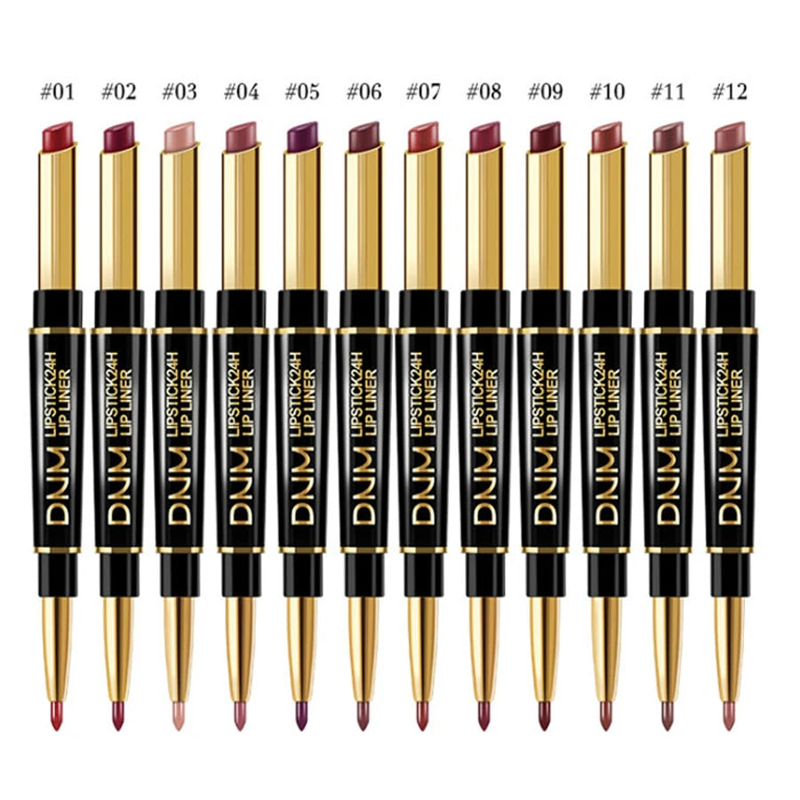 Double-ended Non-stick Cup Long Lasting Lipstick Lip Liner High Pigmented Waterproof Valentine's Day Gifts 2