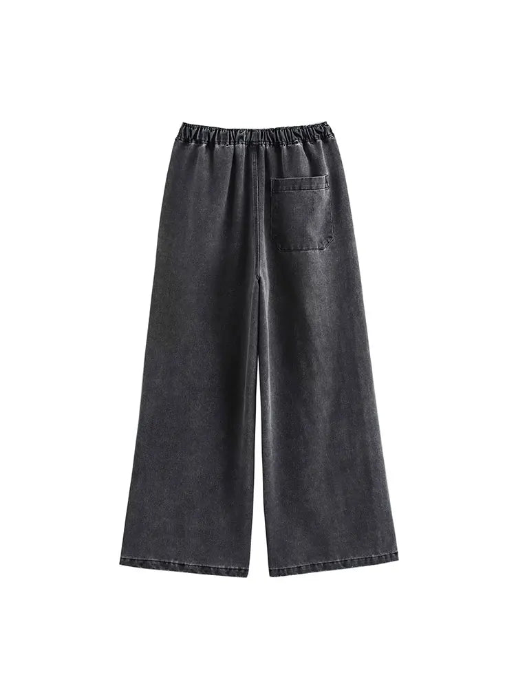 2024 Autumn Jeans Sets Women Turn-down Collar Casual Top Fashion High Waist Streetwear Female Denim Pant Two Piece Set 5