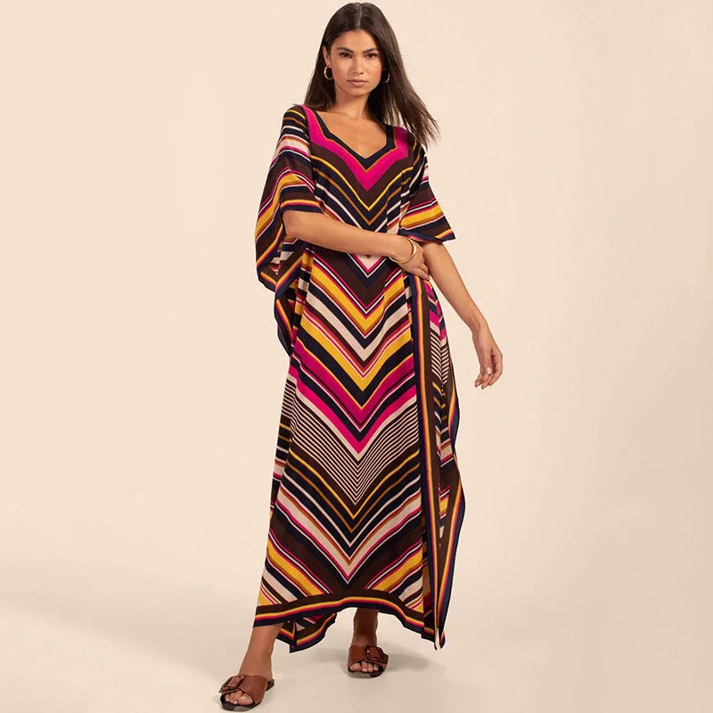 Women's Kaftan Dress | Plus Size Beach Cover Up | Summer Kimono Robe
