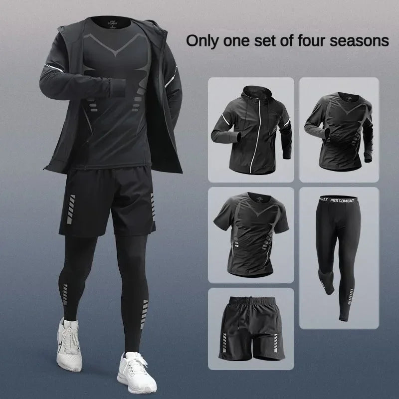 3-7Pcs Men's Ice Fiber Quick-Dry Running Fitness Full Set/Suit Tracksuit For Marathon, Training Cycling，Jogging,Gym， sweatpants 2