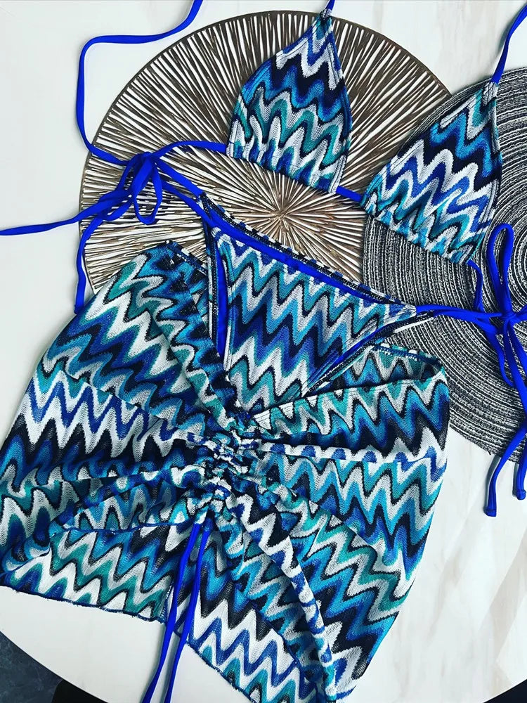 Women’s Maple Leaf Three-Piece Swimsuit Set