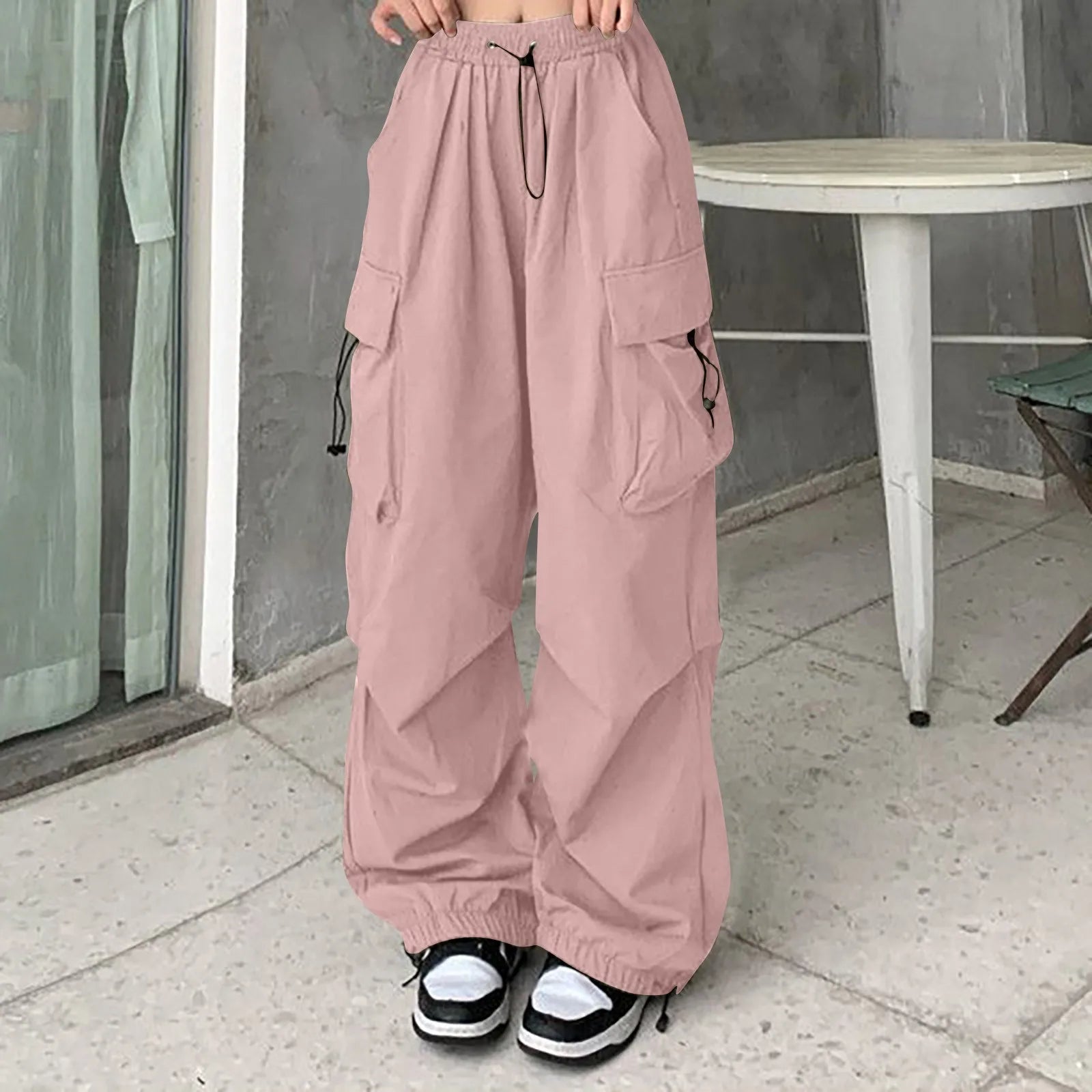 Women-Pants-Casual-Low-Waist-Drawstring-Sweatpant-Solid-Drawstring-Parachute-Trousers-Oversized-Pants-Jogger-Women-S