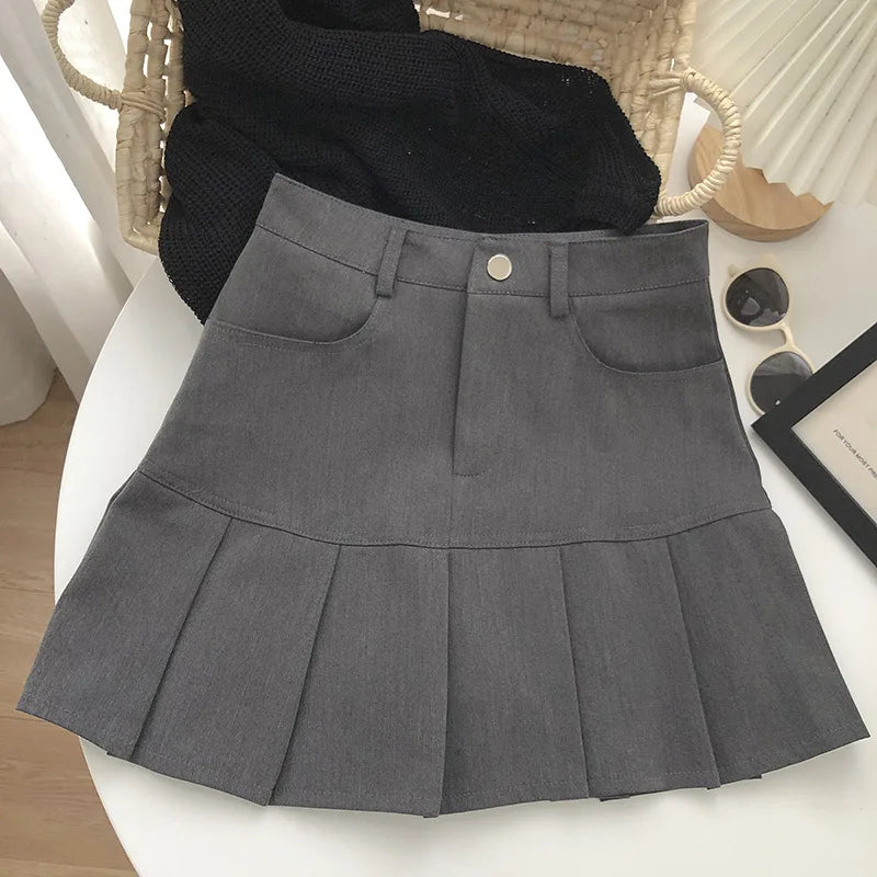 Vintage High-Waist Pleated Mini Skirt