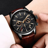 LIGE Mens Watches Luxury Waterproof Military Sport Man Watch Chronograph Genuine Leather Men Quartz Wristwatch Relogio Masculino 5