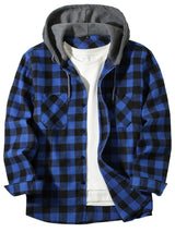 Men's Loose Plaid Hooded Shirt Large Size Fashion Casual Long sleeved Shirt Street StyleS-3XL 2