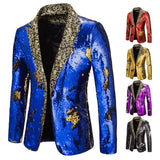 Men's Suit Shiny two-tone sequin shawl Collar suit Men's Wedding Groom Singer Dance Sequin Suit Jacket DJ Club Stage 4