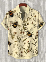 Men's Playful Cat Graphic Button-Down