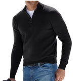 Autumn-Men-s-Sweatwear-Warm-Pullover-Solid-Color-Half-Zipper-Casual-Sweater-Slim-V-neck-Long