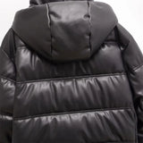 Zach Ailsa women's simple faux leather hooded warm thick cotton clothing autumn and winter new long sleeved jacket jacket 5