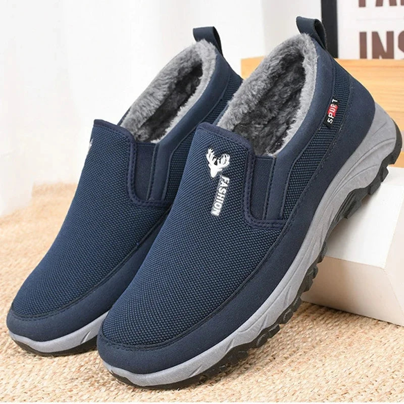 Men Tennis Shoes Warm Breathable Soft Bottom Non -Slip Casual Shoes Plus Velvet Comfort Slip-On Walking Winter Vulcanized Shoes 3