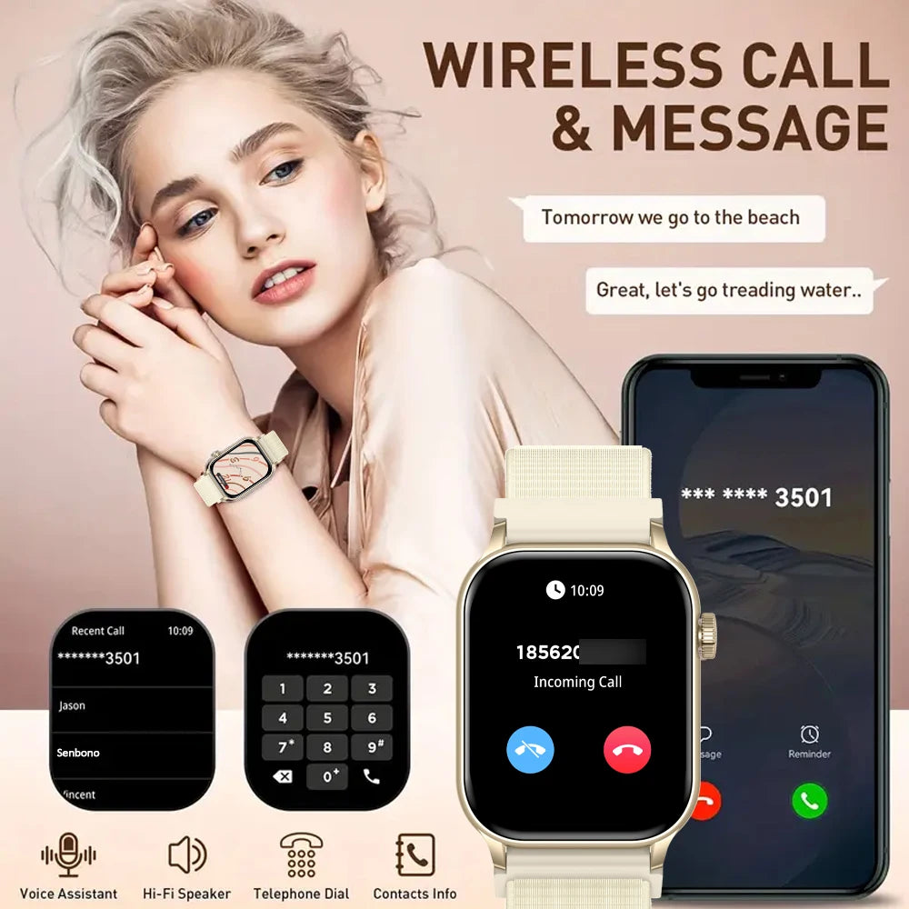 AMOLED Smart Watch Bluetooth Call LED Flashlight 100+ Sport Mode DIY Dial Custom Camera Control Smartwatch for Men Women 3